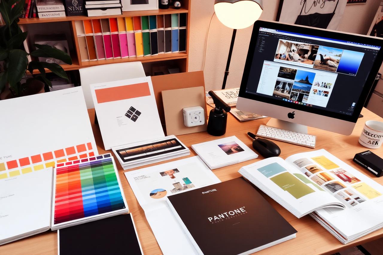 Design workspace with color swatches and print proofs