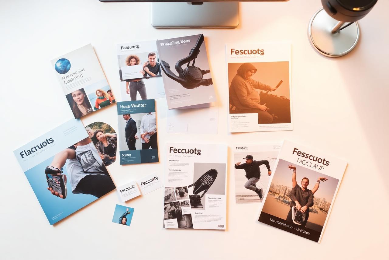 Collection of printed marketing materials and design samples